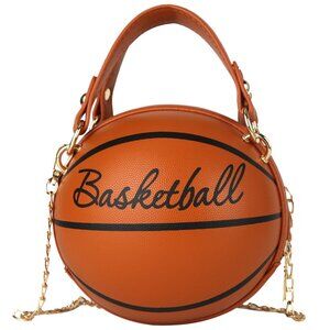 PU Basketball Shaped Shoulder Bag Crossbody Purse for Women Girls